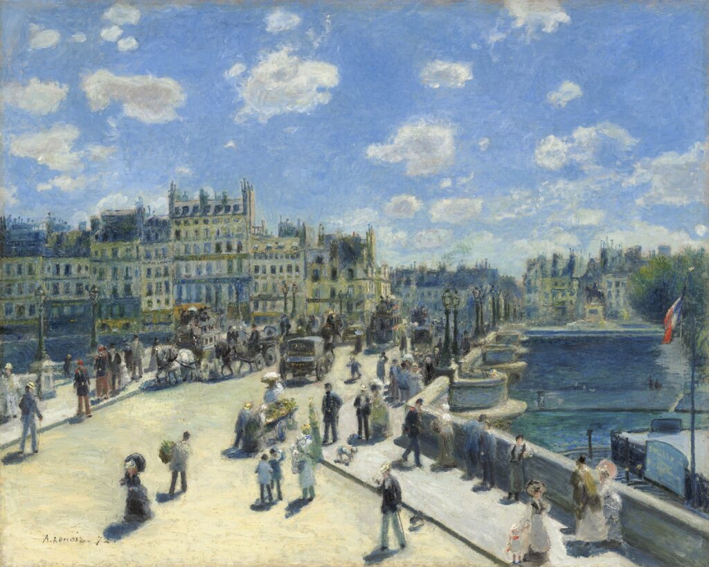 Auguste Renoir’s Le Pont-Neuf (1872), from the National Gallery of Art in Washington, D.C., is featured in the exhibition New Paris: From Monet to Morisot at Kunstmuseum Den Haag, on view until June 9, 2025.