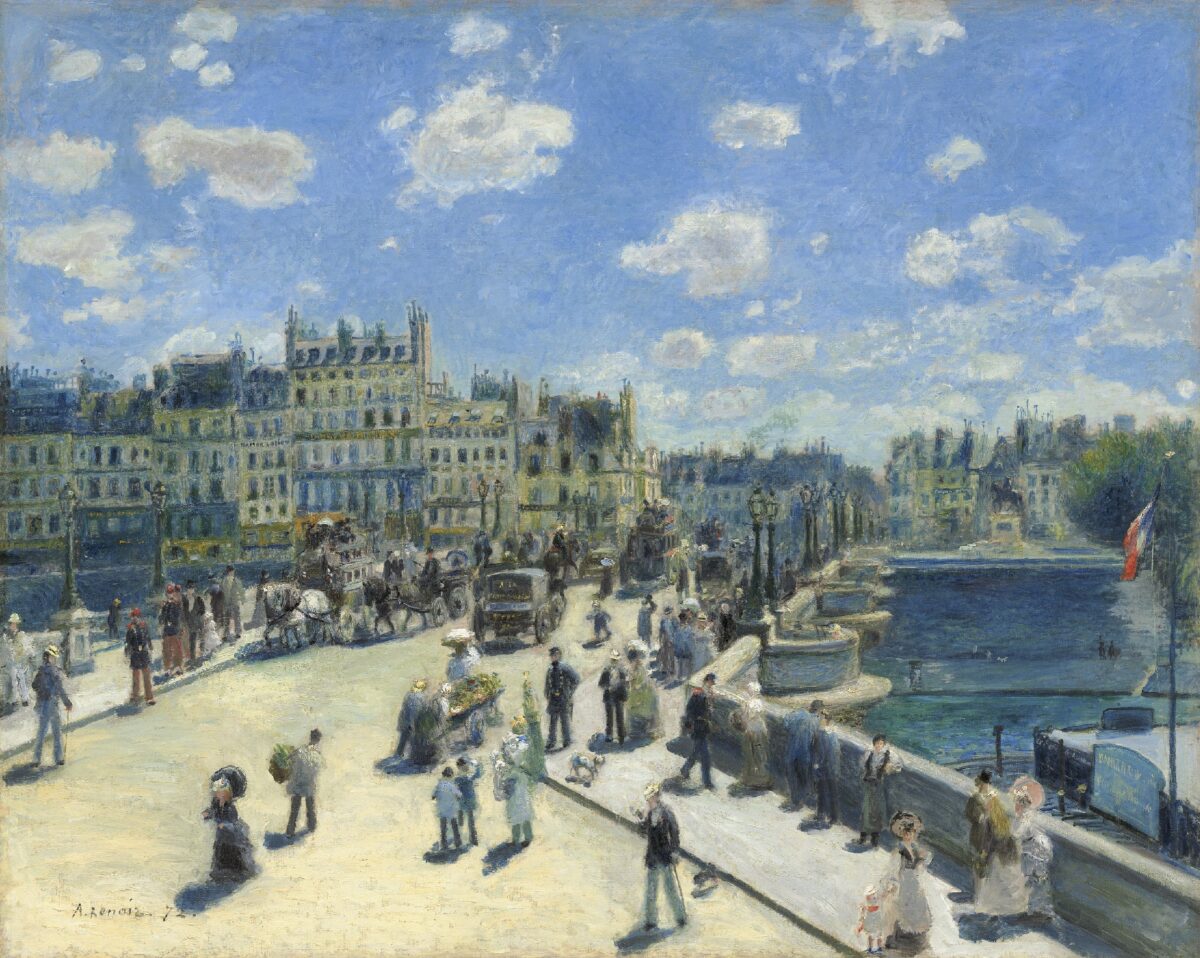 Auguste Renoir’s Le Pont-Neuf (1872), from the National Gallery of Art in Washington, D.C., is featured in the exhibition New Paris: From Monet to Morisot at Kunstmuseum Den Haag, on view until June 9, 2025.