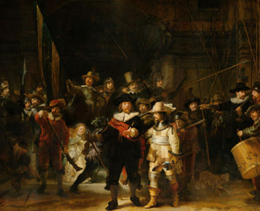 Rembrandt Harmensz. van Rijn, Nachtwacht, Schutters van wijk II onder leiding van kapitein Frans Banninck Cocq, 1642, Rijksmuseum, Amsterdam